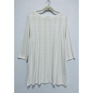 J Jill Wearever Collection Top Womens XL Ivory Grid Windowpane Tunic Prairie